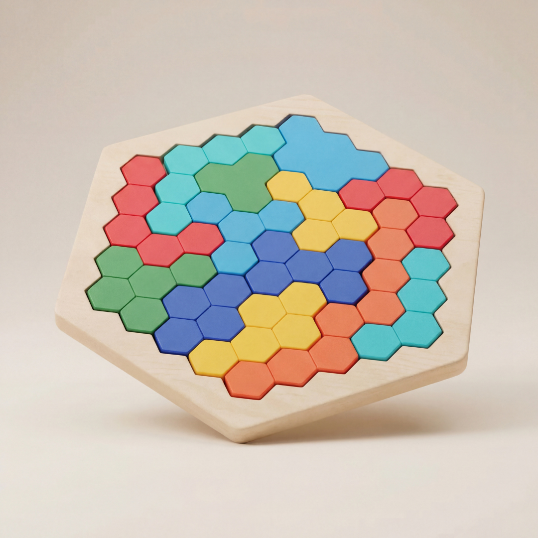 Wooden Hexagon Puzzle Educational Toy Cognitive Development – Best Kids ...
