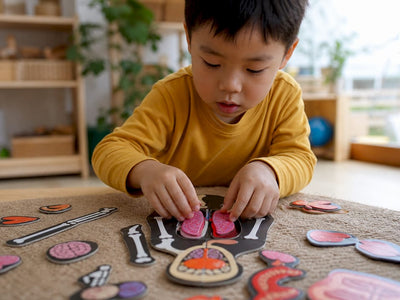 Child assembling human body magnetic layers