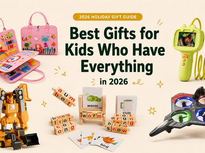 Best gifts for kids who have everything in 2026 featuring Little Learners Montessori Busy Book, Kids Digital Microscope Camera, MagnaBot Builders, Montessori Wooden Spelling Game and LED Foam Drone.