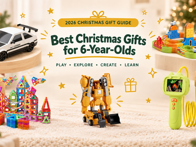 Best Christmas gifts for 6-year-olds in 2026 featuring an RC drift car, magnetic building toys and a kids microscope