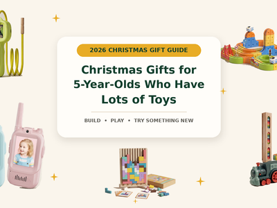 Christmas gifts for five-year-olds featuring Infinity Racer, a digital microscope, walkie talkies, Domino Train Builder and Wooden Tetris