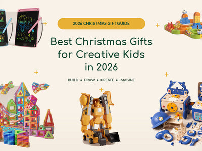 Best Christmas gifts for creative kids in 2026 featuring Infinity Racer, magnetic building toys, a drawing tablet, MagnaBot and a kids tool set