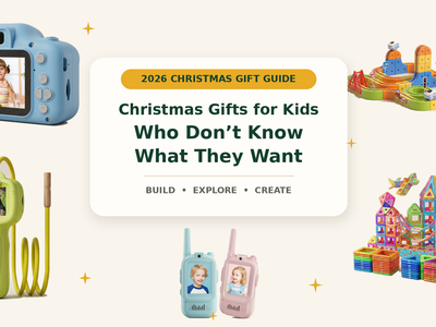 2026 Christmas gift guide featuring Infinity Racer, a digital microscope, kids camera, walkie talkies and magnetic tiles
