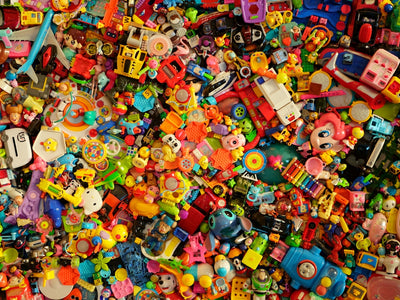 a large pile of toys that are all over the place