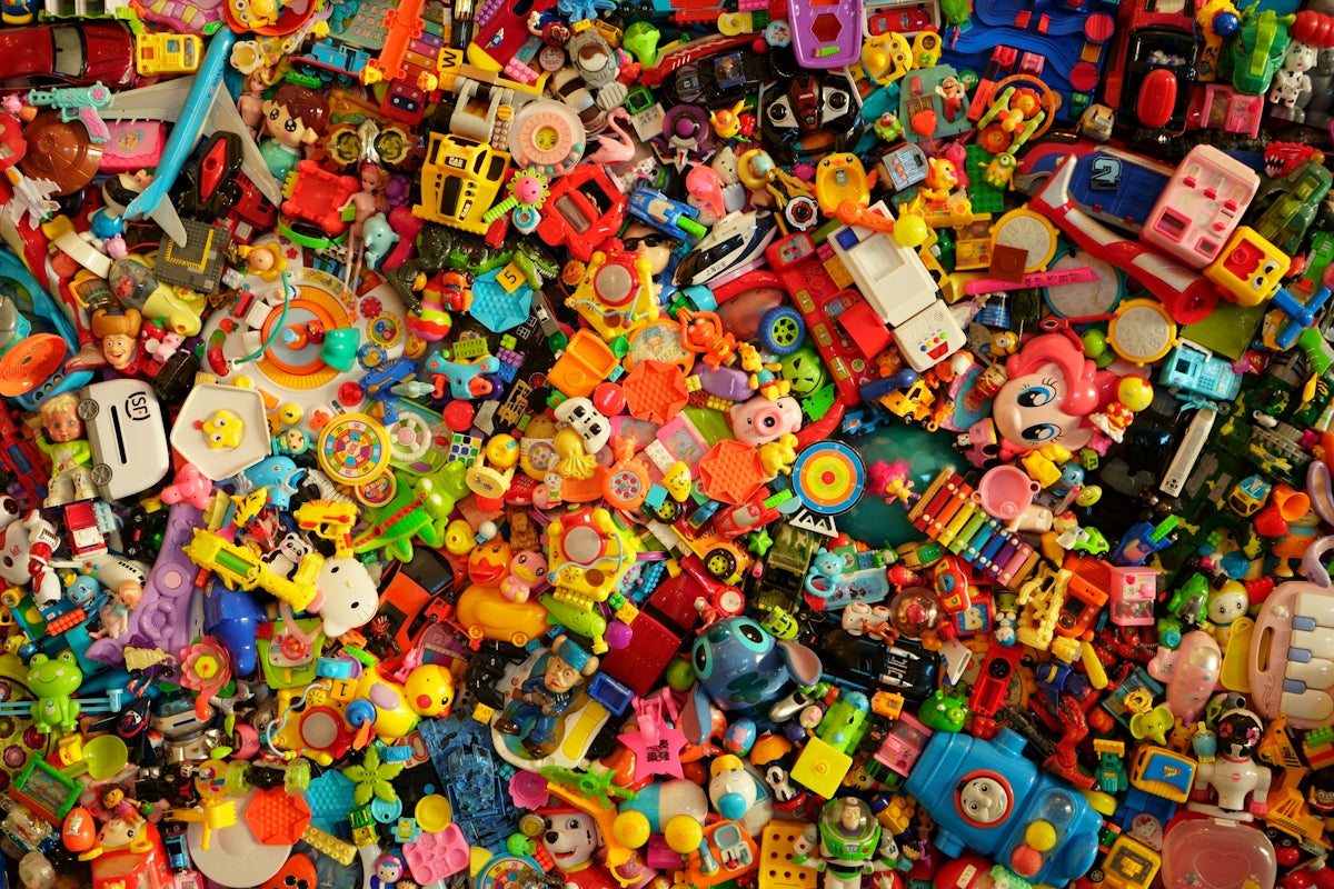 a large pile of toys that are all over the place