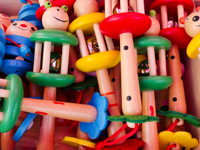A bunch of toys that are in a box