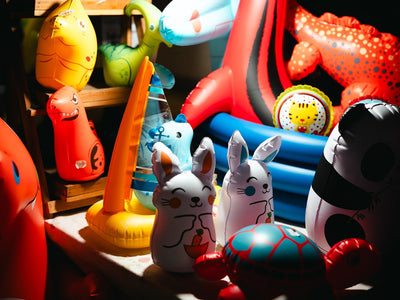 A bunch of toys that are on a table