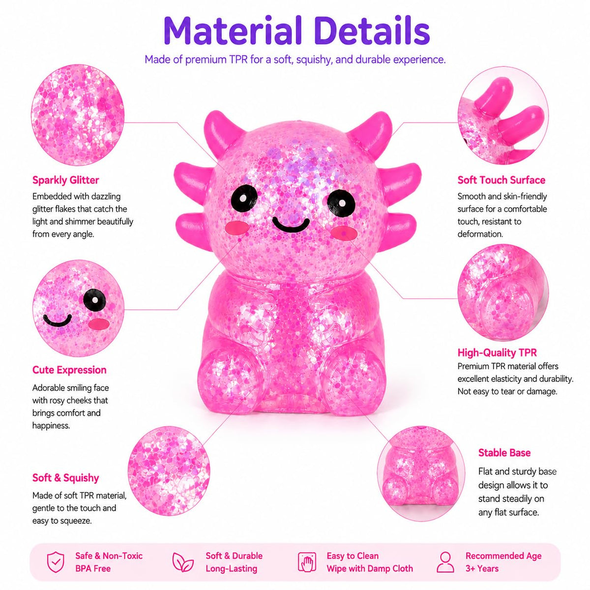Axolotl Glitter Squishy