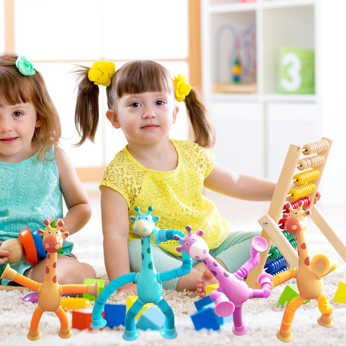Stretchy Giraffe Fidget Toy – Suction Cup Sensory Tubes for Stress Relief