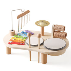 Montessori Wooden Musical Instruments Set – Kids Drum & Xylophone Play Table