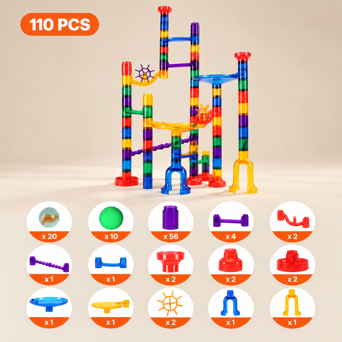 Marble Run Building Set for Kids | STEM Toy with Glow-in-the-Dark Marbles