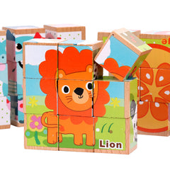 Montessori Wild Friends 6-Side Puzzle Blocks