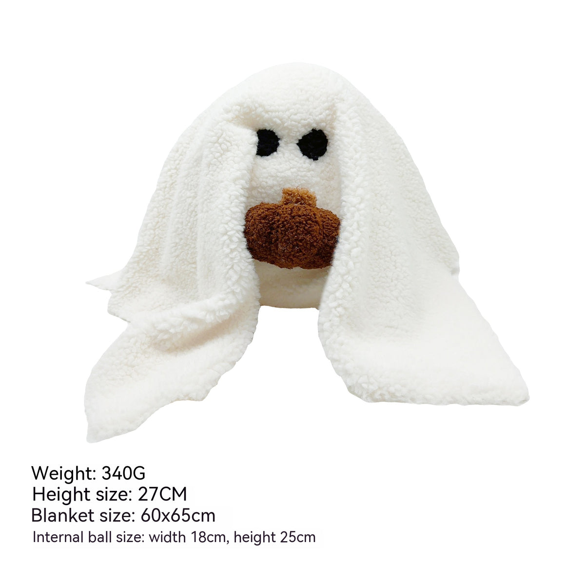 Ghost plush holding pumpkin