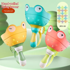 Kids Flying Disc Launcher Toy – Frog Hand-Pull UFO Shooter Game