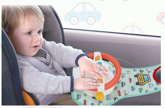 Baby Steering Wheel Toy – Car Seat Activity Busy Board with Mirror
