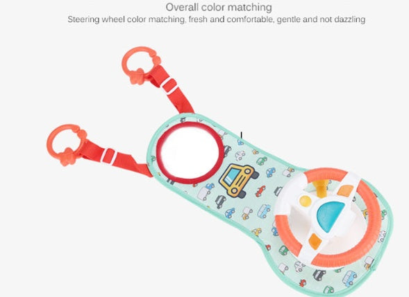 Baby Steering Wheel Toy – Car Seat Activity Busy Board with Mirror