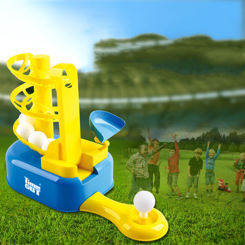 Child playing with the indoor golf tee set
