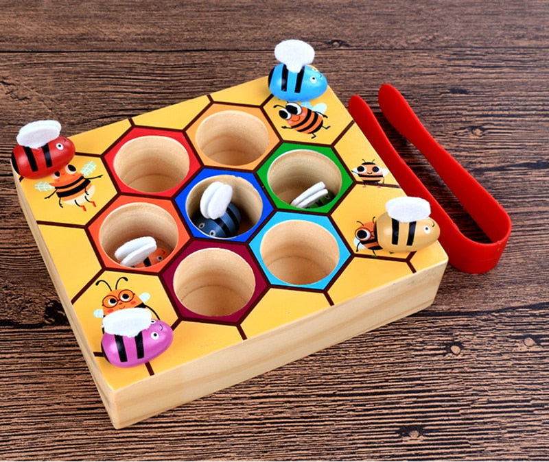 Beehive board with bees