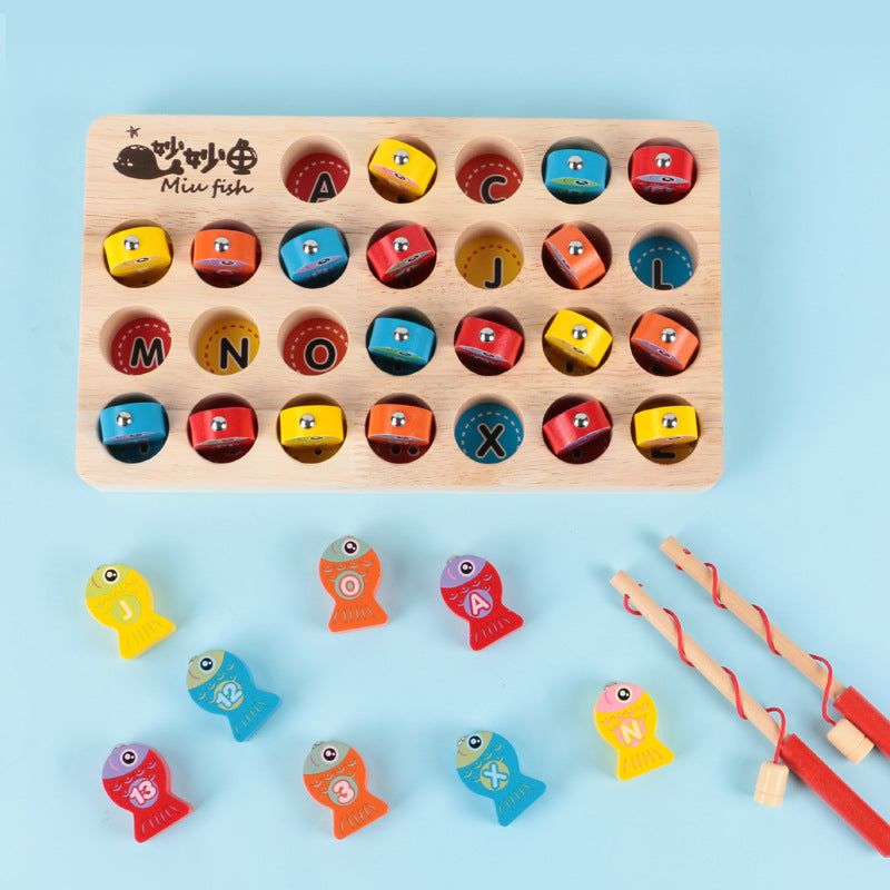 Letter fishing game in use