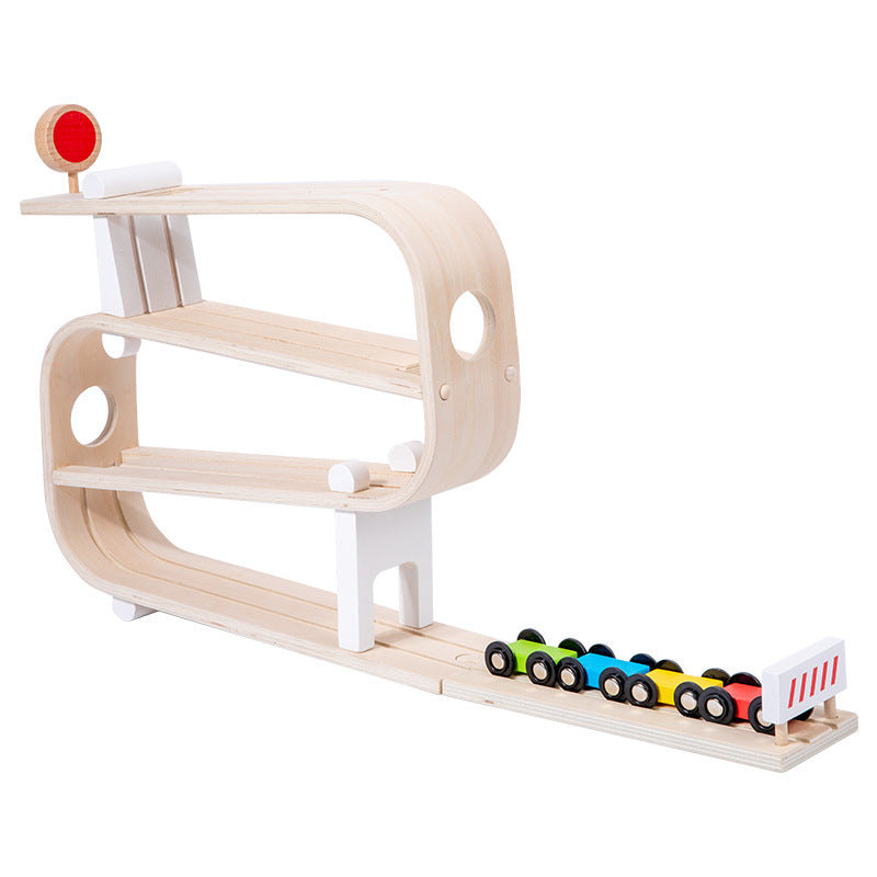 Wooden Car Ramp Racer – Montessori Race Track Toy for Toddlers