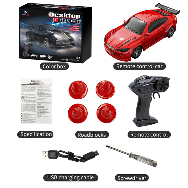 1:64 Scale Drift RC Car - Remote Control Racing Car for Boys with Four-Wheel Drive and Compact Design 10