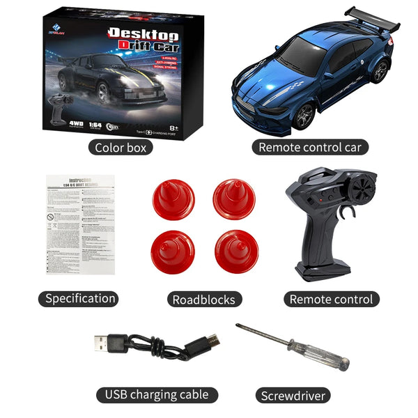 1:64 Scale Drift RC Car - Remote Control Racing Car for Boys with Four-Wheel Drive and Compact Design 6