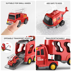 5-in-1 Carrier Truck Set - Engineering/Fire/Police Vehicle Set