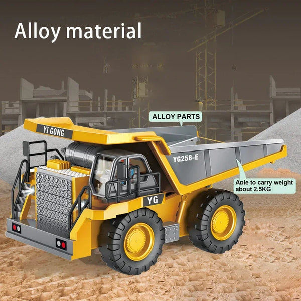 2.4G Remote Control Dump Truck - Durable Alloy and Plastic Construction Vehicle for Kids, Realistic Design, Easy to Operate 4