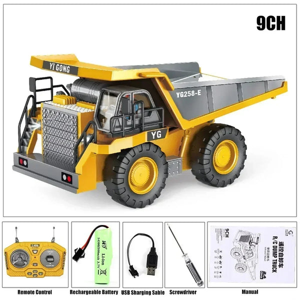 2.4G Remote Control Dump Truck - Durable Alloy and Plastic Construction Vehicle for Kids, Realistic Design, Easy to Operate 7