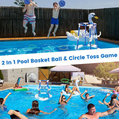 Pool Basketball Hoop Game Set – Floating Water Basketball for Kids & Family