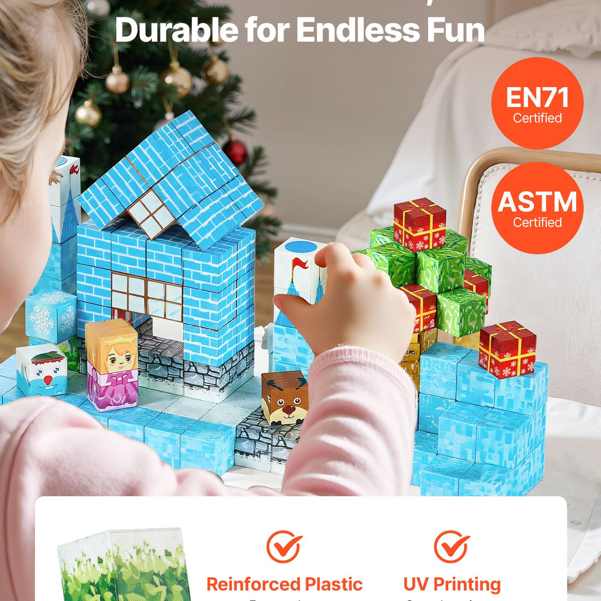 Montessori Frozen Fortress Magnetic Building 150pc Blocks