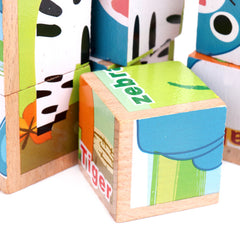 Montessori Wild Friends 6-Side Puzzle Blocks