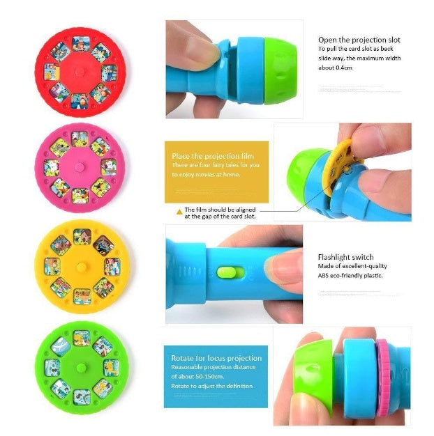 Story Beam Kids Projector Flashlight – Bedtime Cartoon Story Torch