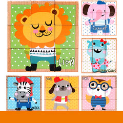 Montessori Wild Friends 6-Side Puzzle Blocks