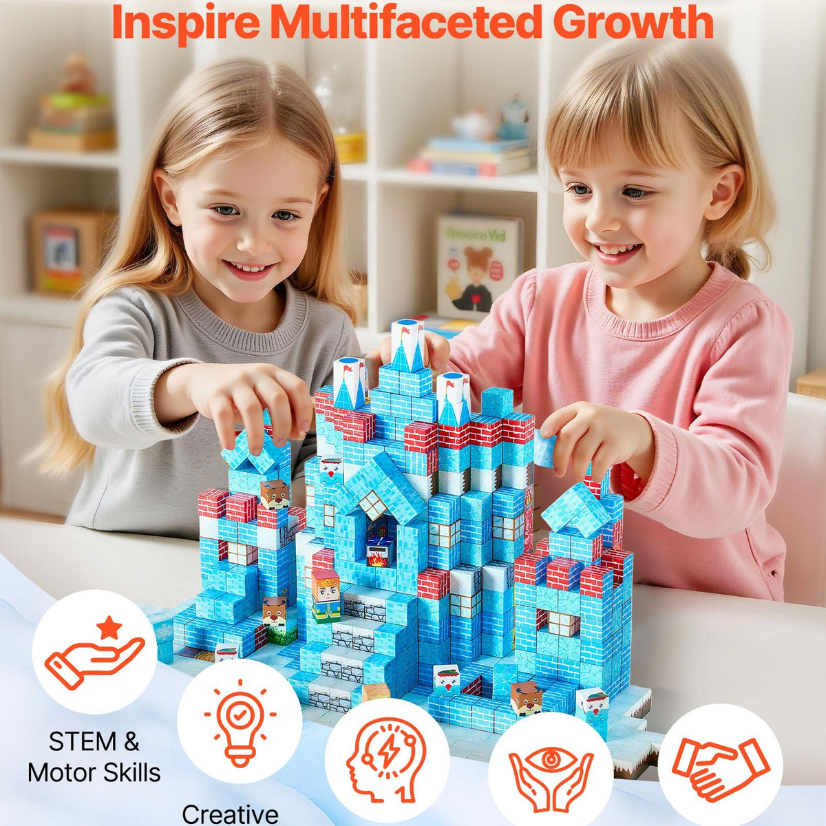 Montessori Frozen Fortress Magnetic Building 150pc Blocks
