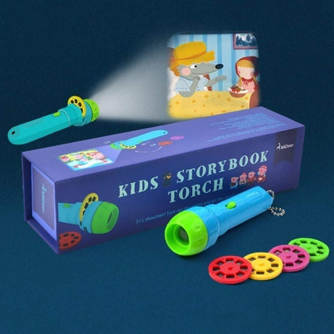 Story Beam Kids Projector Flashlight – Bedtime Cartoon Story Torch