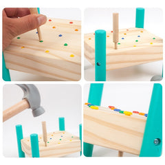 Montessori Hammer & Peg Toy – Wooden Tap Tap Bench for Fine Motor Skills