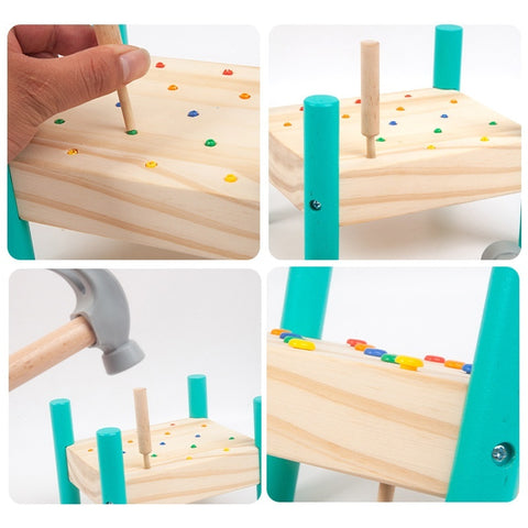 Montessori Hammer & Peg Toy – Wooden Tap Tap Bench for Fine Motor Skills