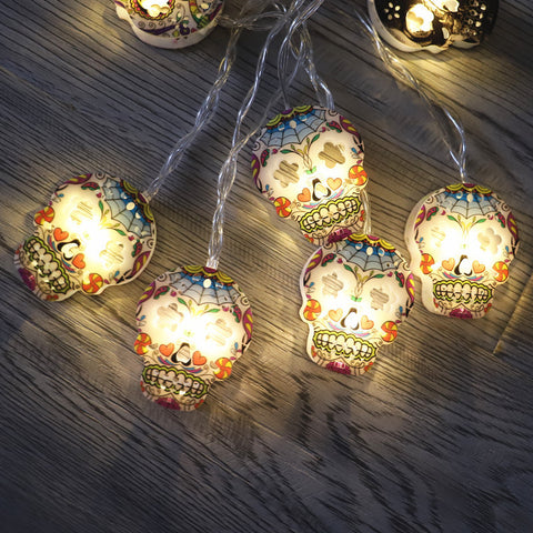 Halloween skull LED string lights