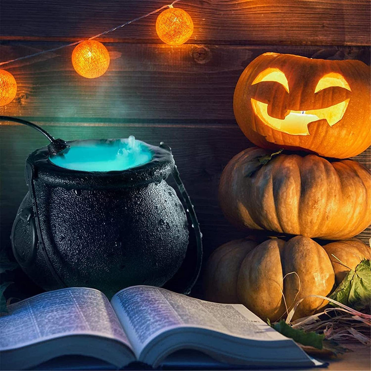 Cauldron producing fog in the dark