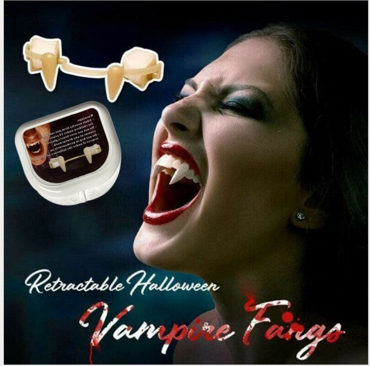 Retractable vampire fangs detail