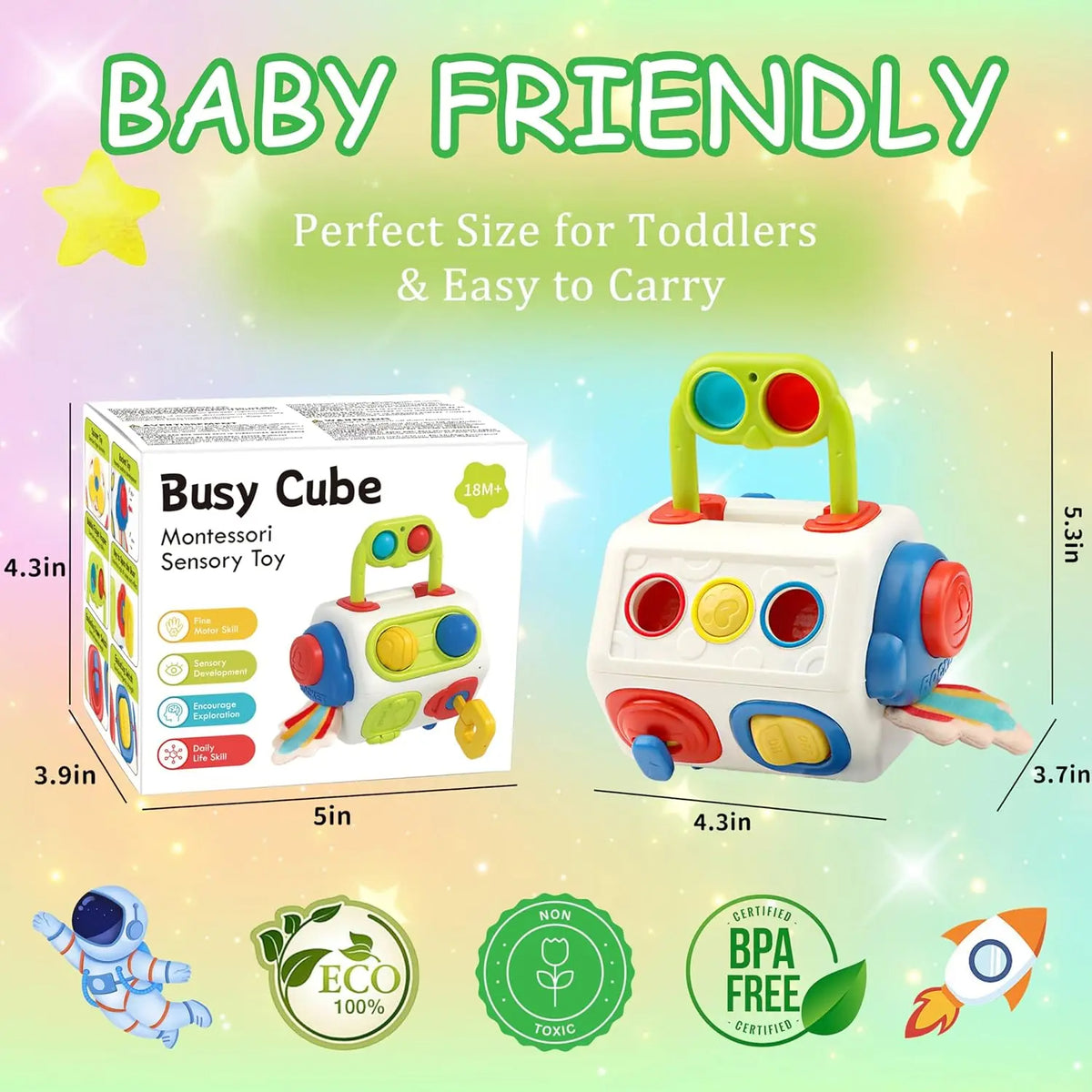 9-in-1 Busy Cube for Toddlers – Montessori Sensory Activity Toy for Ages 1–3
