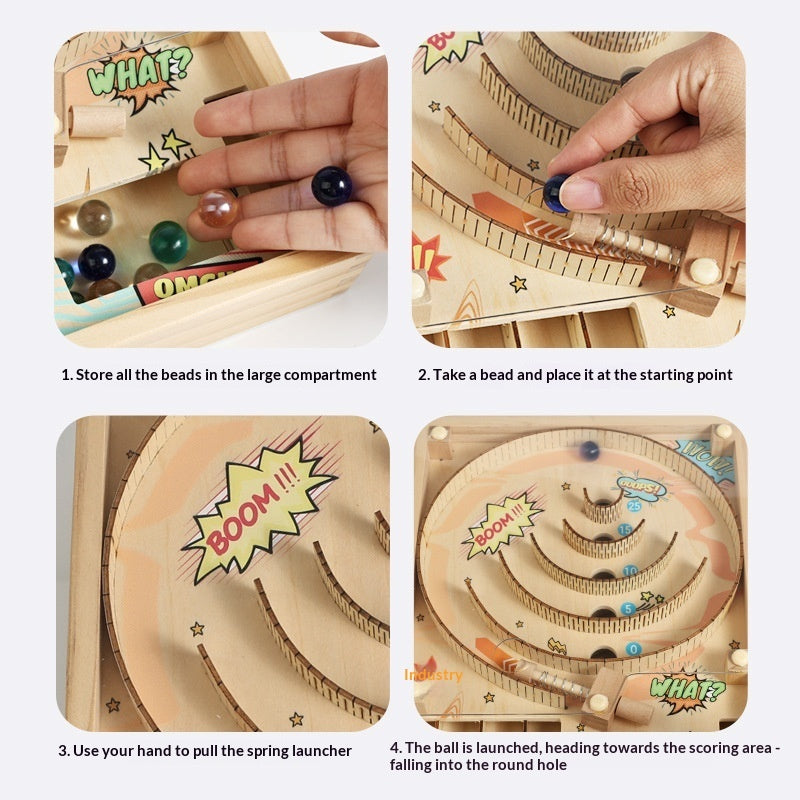 Kids Wooden Pinball Game – Montessori Marble Arcade Toy for Parties & Play