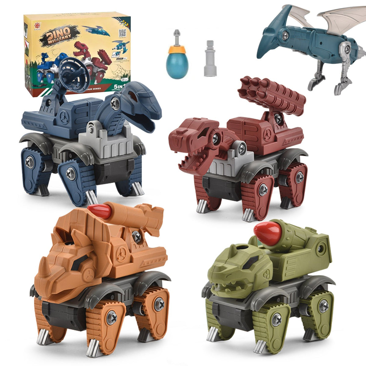 Montessori Dino Builder Bots – 5 Pack STEM Take-Apart Set