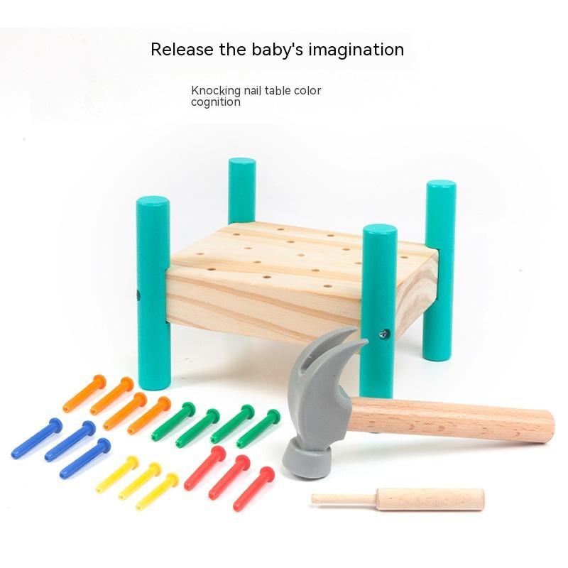 Montessori Hammer & Peg Toy – Wooden Tap Tap Bench for Fine Motor Skills
