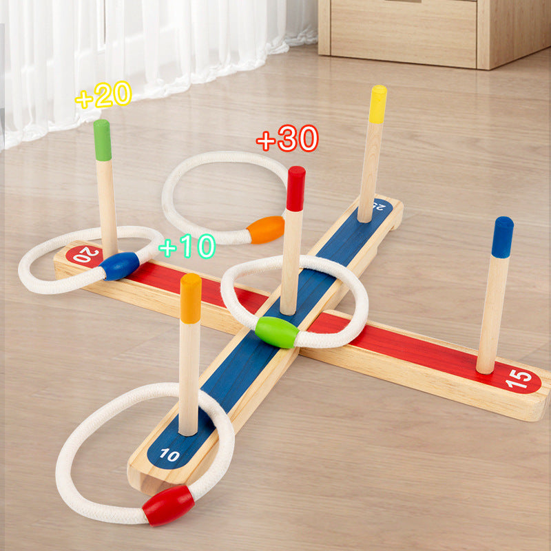 Kids Wooden Ring Toss Game – Outdoor Carnival Throwing Game for Parties