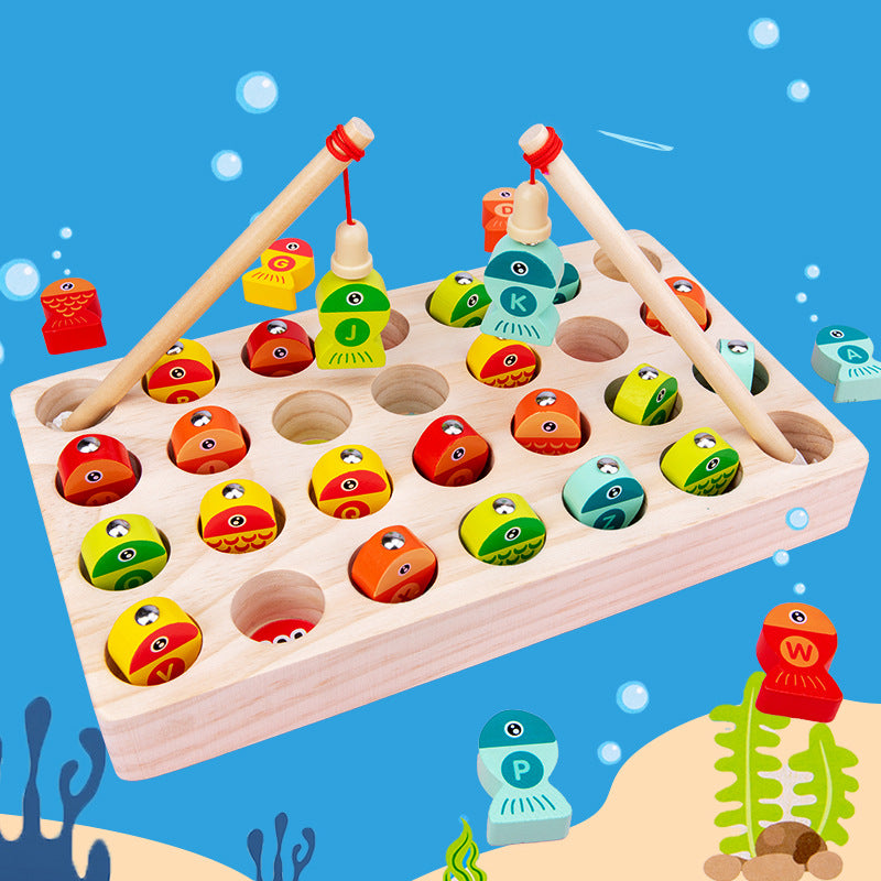 Wooden letter fishing game large board