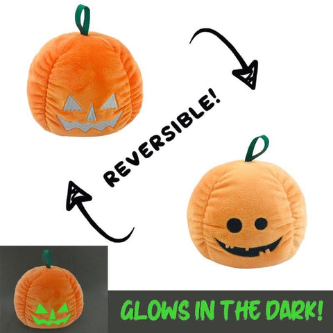 Reversible pumpkin plush happy side