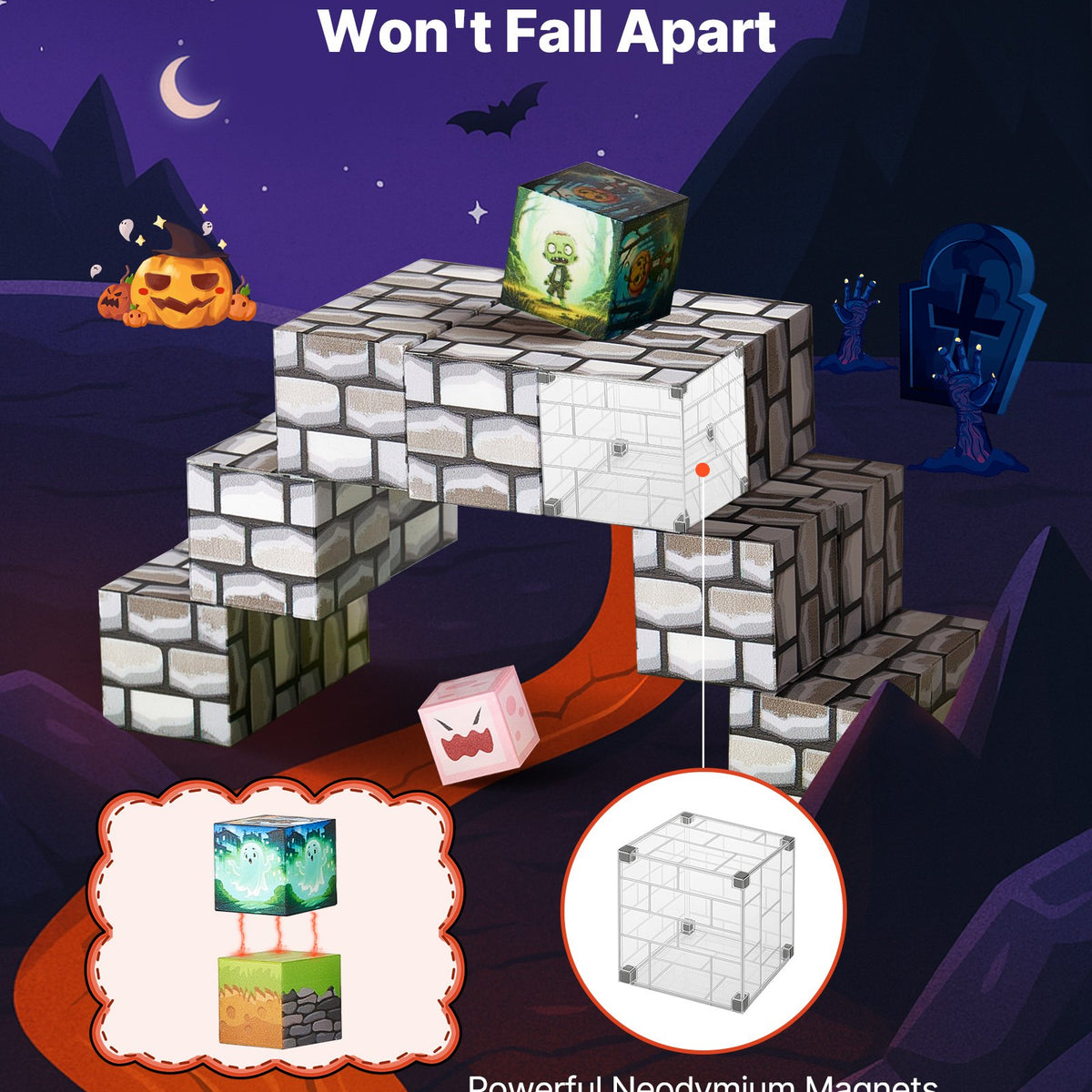 Montessori Ghosts & Ghouls Magnetic Building Blocks