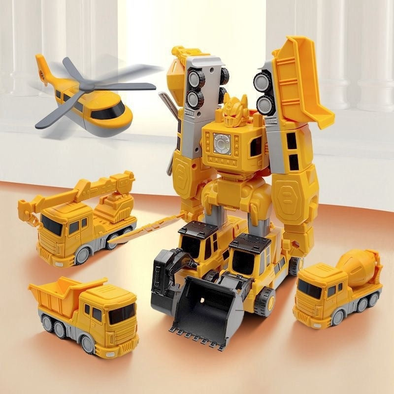 Magnetic Construction Toy Set - Transform Work Trucks into Giant Robot Hero for Creative Play, Includes 10 Vehicles, Non-Toxic Plastic 5
